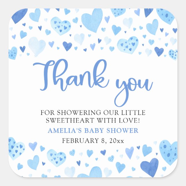 Sticker Carré Blue Valentine Boy Petit Baby shower amoureux (Devant)