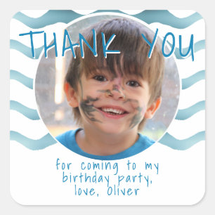 Sticker Carré Blue Wave Merci Birthday Boy Photo
