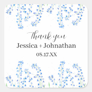 Sticker Carré Bluebells Rustique Blue Floral Merci Favoriser