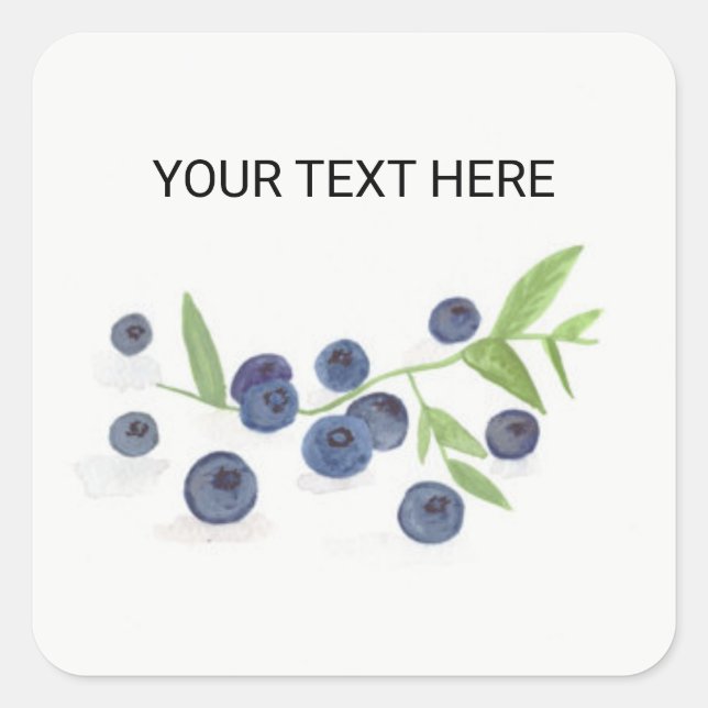 Sticker Carré Blueberries fruits cuisine aquarelle nourriture ru (Devant)