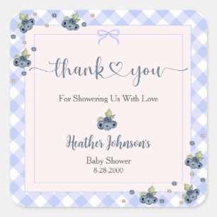Sticker Carré Blueberry Berry Sweet Baby Baby shower garçon