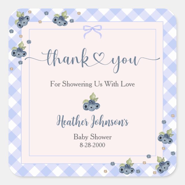 Sticker Carré Blueberry Berry Sweet Baby Baby shower garçon (Devant)
