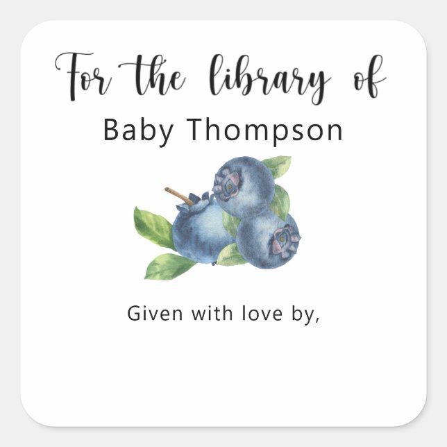 Sticker Carré Blueberry - pour la bibliothèque de (Devant)
