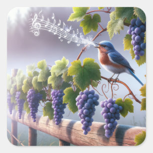 Sticker Carré Bluebird chante sur une vigne