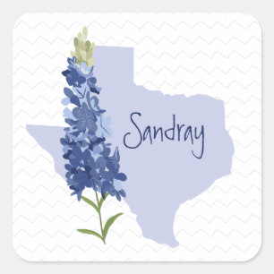 Sticker Carré Bluebonnet personnalisé Texas