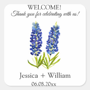 Sticker Carré Bluebonnets Mariée et chambre Rustique Mariage mod