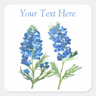 Sticker Carré Bluebonnets Texas Blue Floral vintage aquarelle