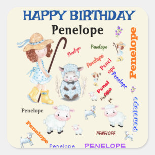 Sticker Carré Bo Peep Nursery Rhyme 🍼 Word Cloud Nom Collage
