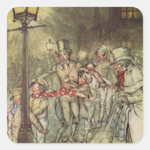 Sticker Carré Bob Cratchit a descendu une glissière sur Cornhil