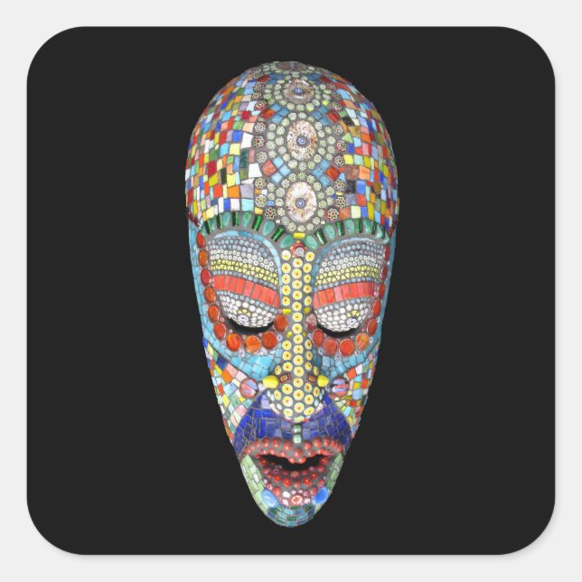 Sticker Carré Bob, pourquoi le long visage ? Masque mosaïque (Devant)