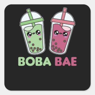 Sticker Carré Boba Bae - Bubble Tea Kawaii Boba Tea Love