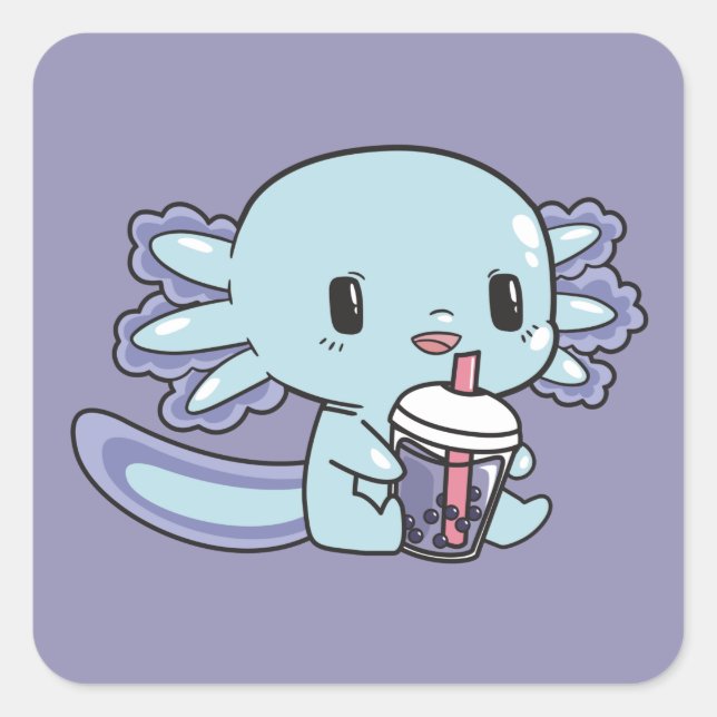 Sticker Carré Bobalotl Axolotl Amateurs de doux animaux Bubble T (Devant)