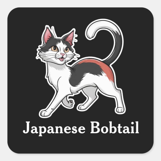 Sticker Carré Bobtail japonais (Devant)
