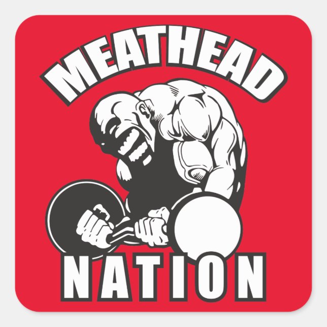 Sticker Carré "Body building" - Nation "Meat Head" (Devant)