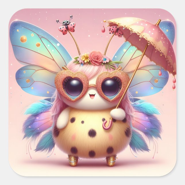 Sticker Carré Bogue mignonne (Devant)