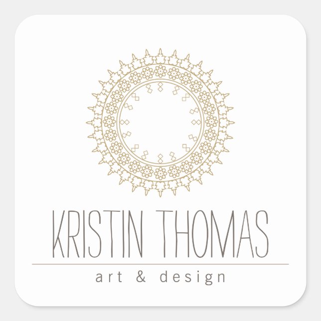 Sticker Carré Bohemian Gold Sun Mandala (Devant)
