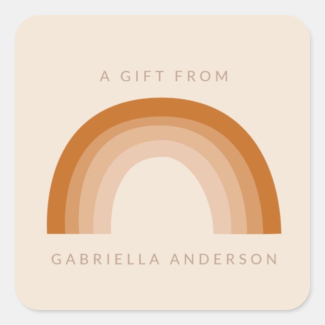 Sticker Carré Boho Abstrait les années 70 Rainbow Terracotta Per (Devant)