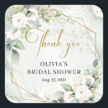 Sticker Carré Boho aquarelle rouge et rose roses Fête des mariée<br><div class="desc">Elégant boho Aquarelle peinte à la main fleurs blanches peintes à la main pivoines roses mélange feuillage frais et combiné écriture moderne lettrage merci classique collant rond. Contactez-moi pour les articles correspondants ou pour la personnalisation,  Roses Blush ©</div>