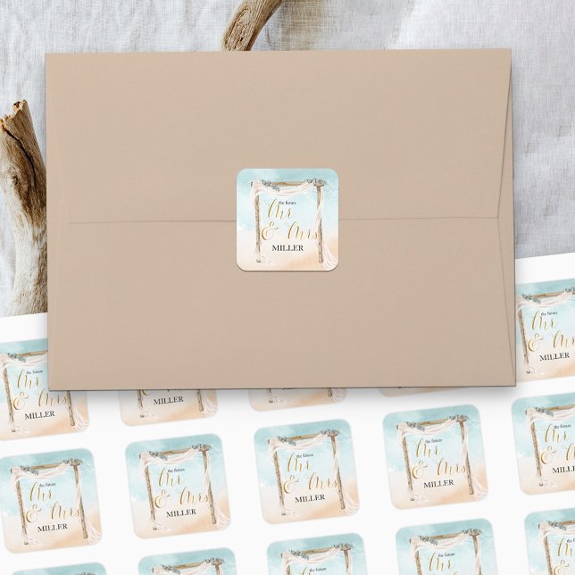 Sticker Carré Boho Beach Arbour l'avenir M & Mme (Créateur téléchargé)