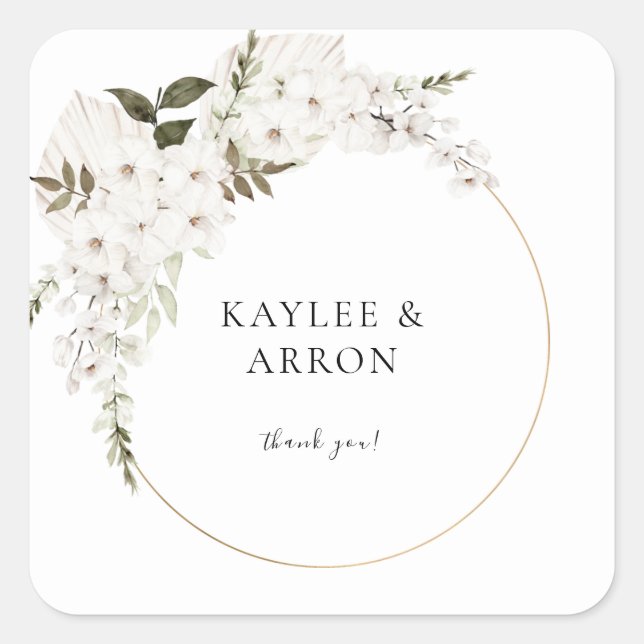 Sticker Carré Boho blanc Merci floral 2 (Devant)