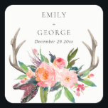 STICKER CARRÉ BOHO BLUSH ANTLER FLORAL FEATHER MARIAGE CAMPAGNAR<br><div class="desc">Si vous avez besoin d'une personnalisation supplémentaire,  n'hésitez pas à m'envoyer un message sur yellowfebstudio@gmail.com .</div>