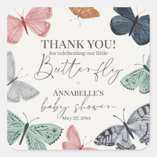 Sticker Carré Boho Butterfly Baby shower Party Dessert Faveur
