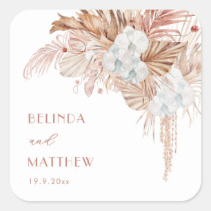 Sticker Carré Boho Chic Botanique Mariage