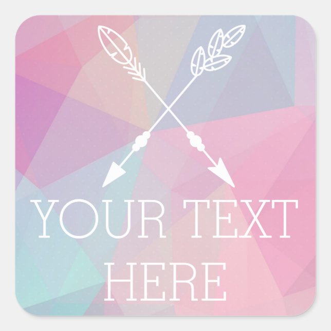 Sticker Carré Boho Chic Crossés Flèches Pastel Polygonal Bohème (Devant)