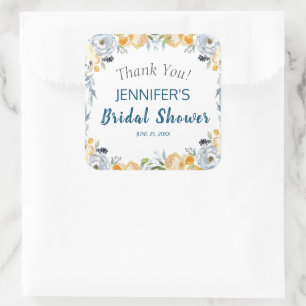Sticker Carré Boho Chic Fleurs de Pêche pour Enterrement de Vie 