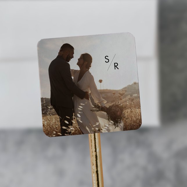 Sticker Carré Boho Chic Monogramme Mariage photo Enveloppe Phoqu (Créateur téléchargé)