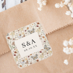 Sticker Carré Boho Floral Mariage