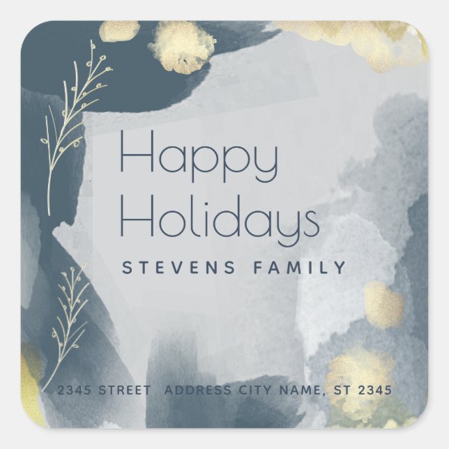 Sticker Carré Boho Moderne Aquarelle branches abstraites (Devant)