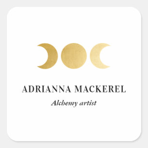 Sticker Carré Boho Moon Phase Faux Gold Foil Moderne Carré Stic