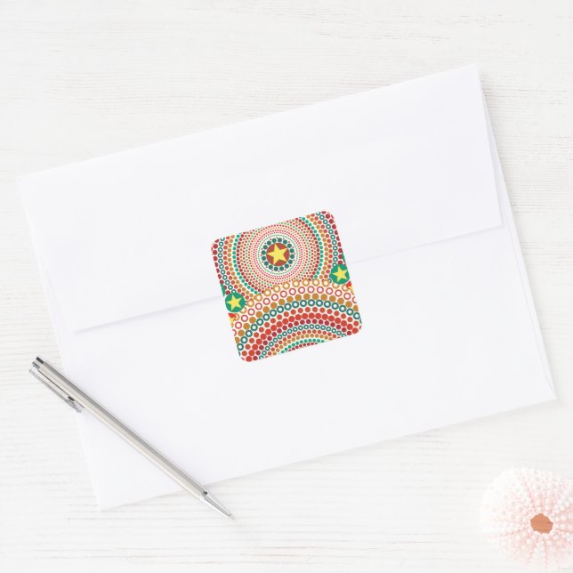 Sticker Carré Boho multilingue radieux (Enveloppe)