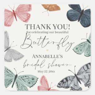 Sticker Carré Boho Papillon Faveur de Dessert pour la Fête de Fi