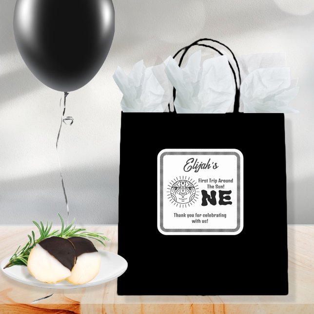 Sticker Carré Boho Premier voyage autour du soleil 1er anniversa (Créateur téléchargé)