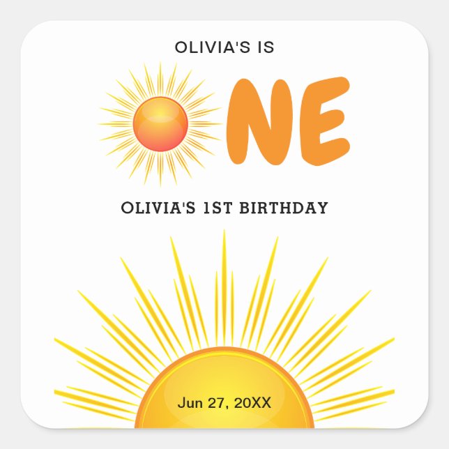 Sticker Carré Boho Premier voyage autour du soleil 1er anniversa (Devant)