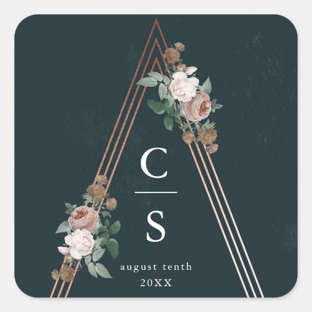 Sticker Carré Boho pyramide florale de mariage structurel (Devant)