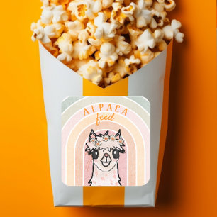 Sticker Carré Boho Rainbow Alpaca nourriture