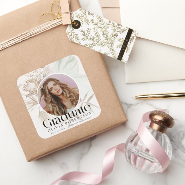 Sticker Carré Boho Reviera Photo Graduation (Cadeaux)