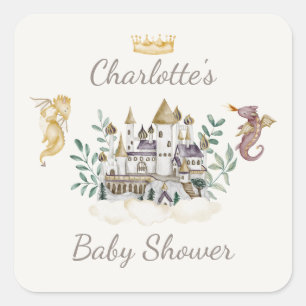 Sticker Carré Boho Storybook Dragon Baby shower Favoriser