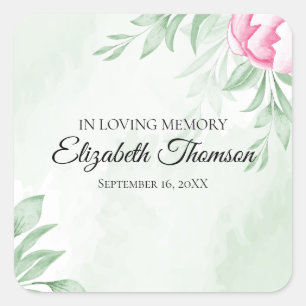 Sticker Carré Boho Watercolor Eucalyptus Feuilles funérailles co