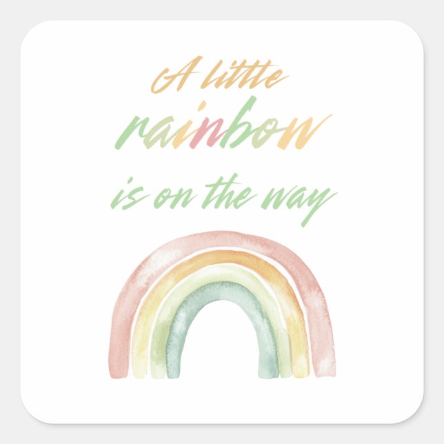 Sticker Carré Boho Watercolor Rainbow Baby shower (Devant)
