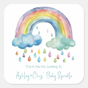 Sticker Carré Boho Watercolor Rainbow Baby Sprinkle
