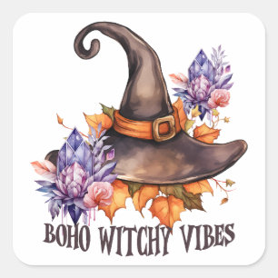 Sticker Carré Boho Witchy Vibes Halloween