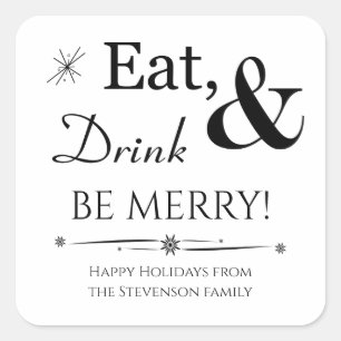 Sticker Carré Boire à manger Soyez Joyeux Noël Rétro
