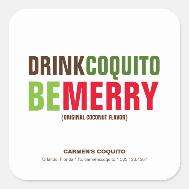 Sticker Carré Boire Coquito Joyeux Noël (Devant)