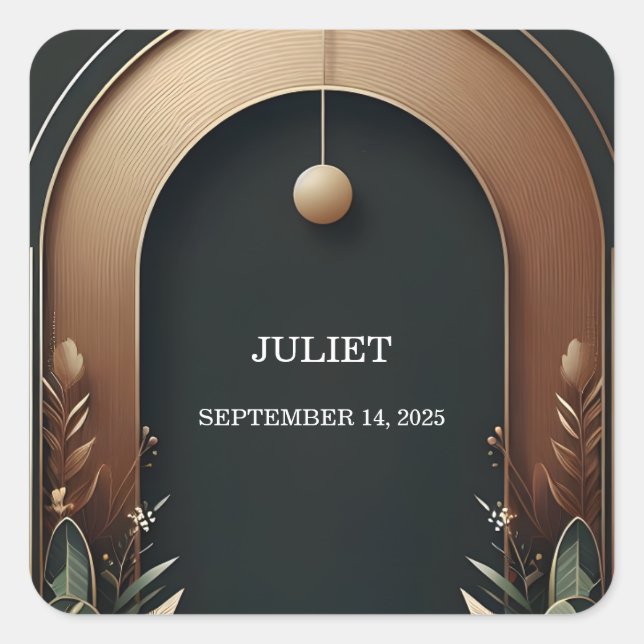 Sticker Carré Bois Arbre Rustique Grange Arche Fête des mariées (Devant)