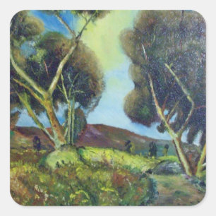 STICKER CARRÉ BOIS DE PINÈDE DANS LE PAYSAGE TOSCANE