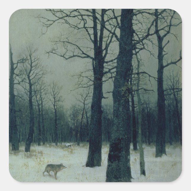 Sticker Carré Bois en hiver, 1885 (Devant)